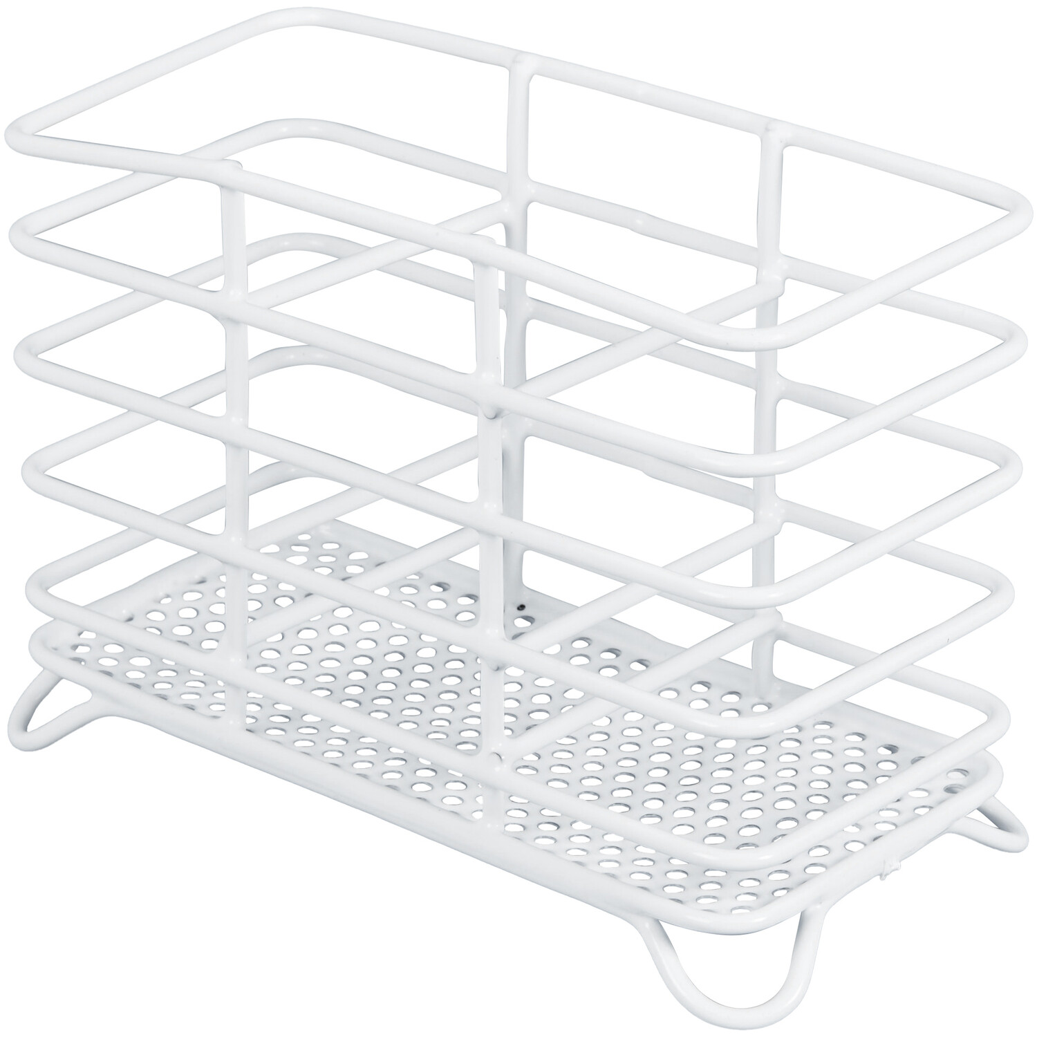 White Metal Wire Cutlery Caddy - White Image 2