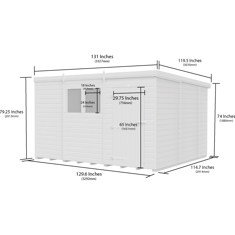 DIY Sheds Pent Garden Shed 11 x 10ft Image 3