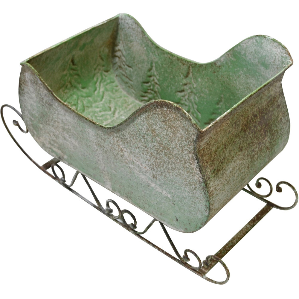 Rustic Metal Sleigh Green Image 3