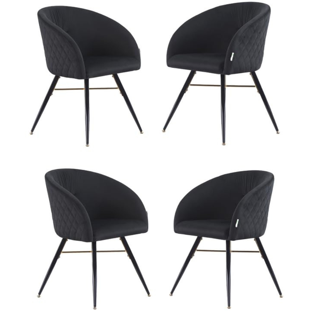 Life Interiors Vittorio Midnight Black Velvet Upholstered Dining Chair Set of 4 Image 4