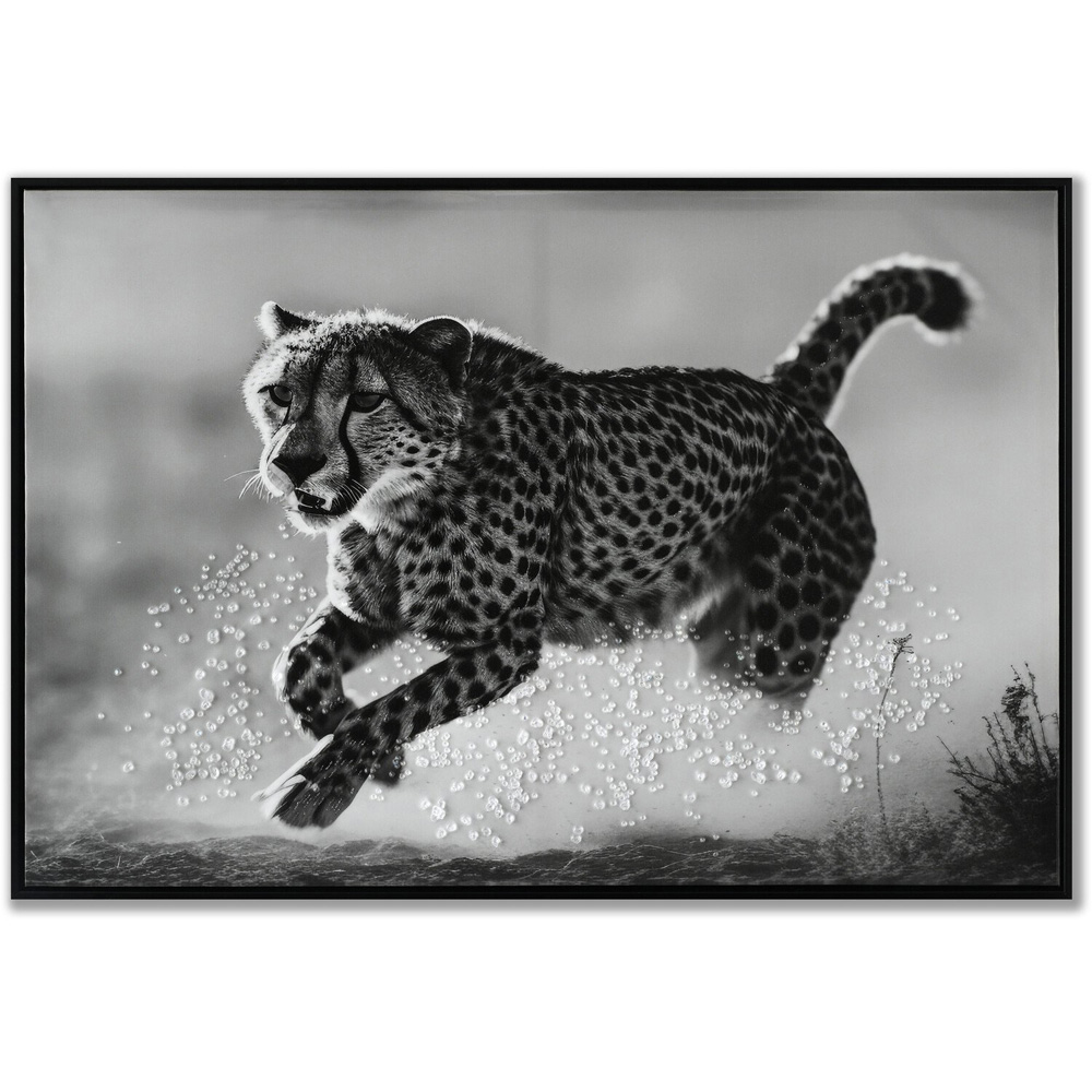Monochrome Cheetah Framed Print - Black Image 1
