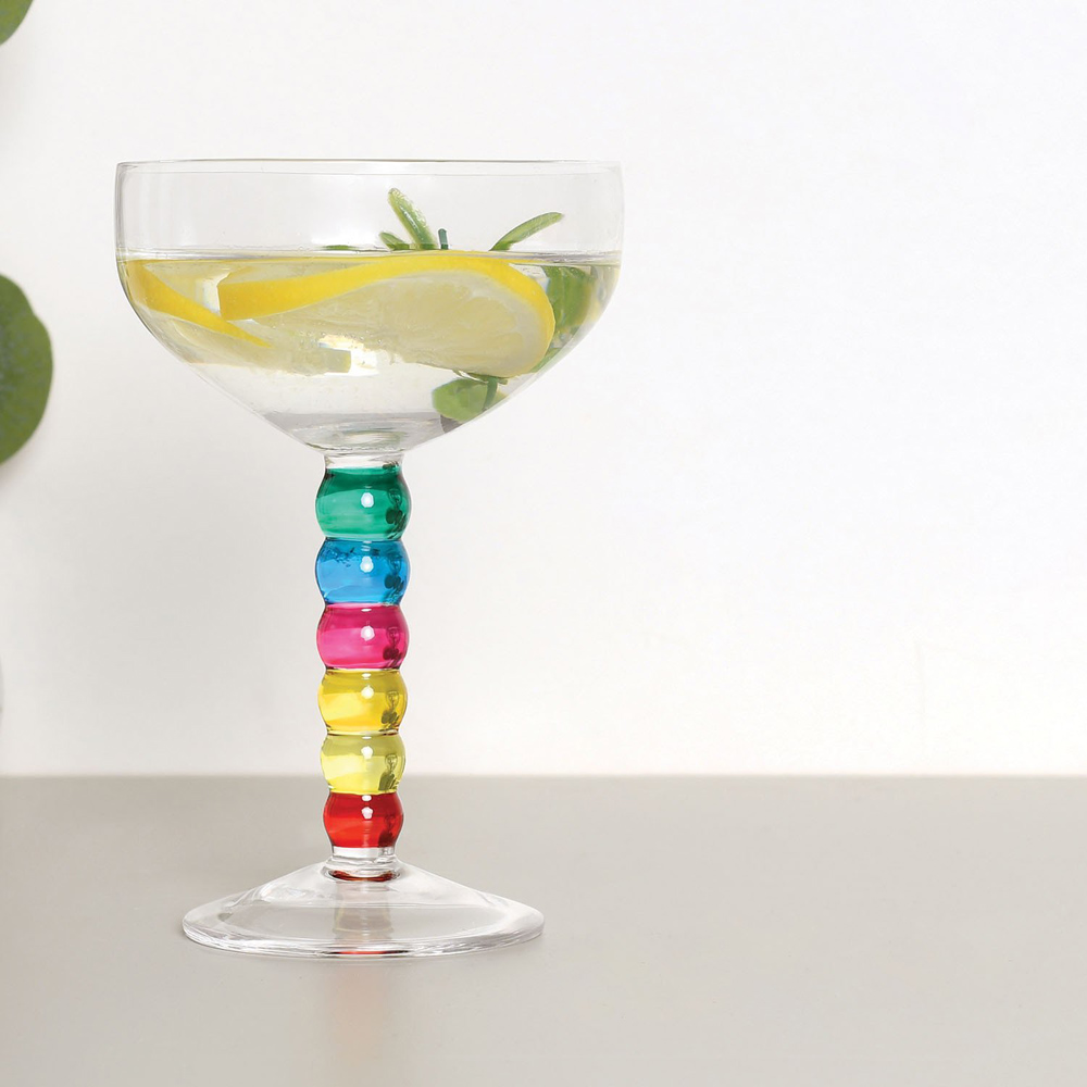 Pack of 2 Multicolour Bobble Coupe Glasses - Multicolour Image 3