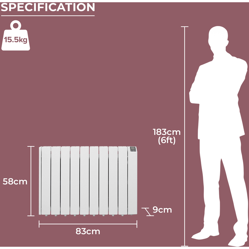 Adam Alba White Oil-Filled Electric Radiator 1500W | Wilko