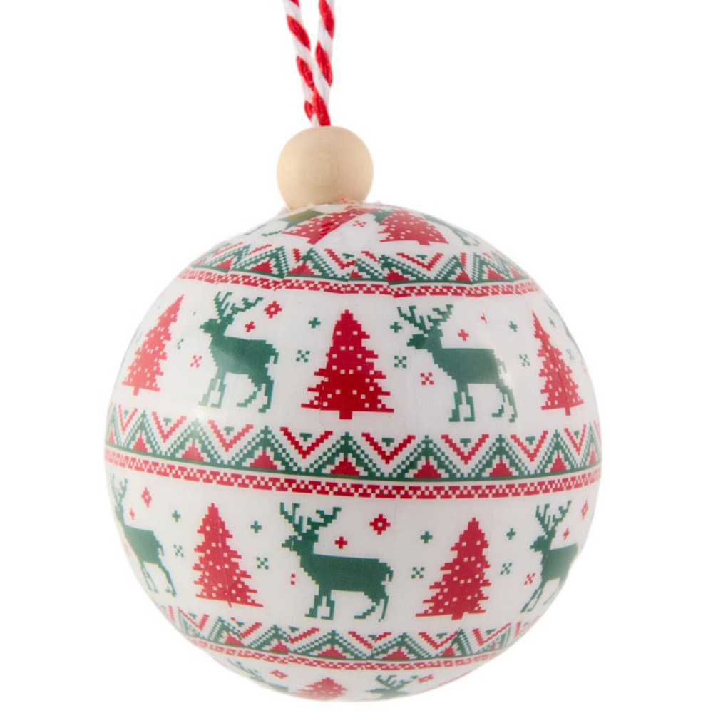 Set of 6 Fairisle BaublesWhite Image 4