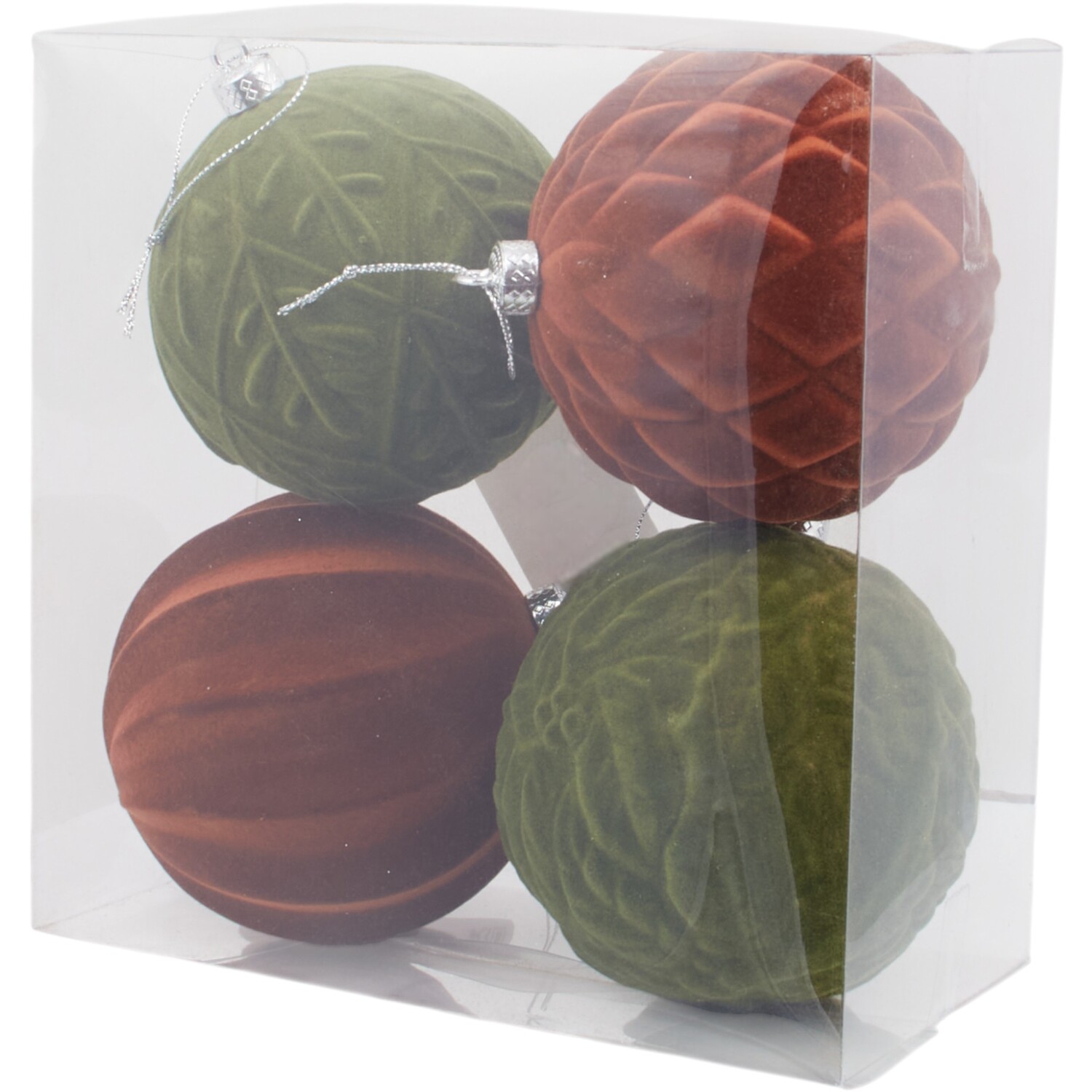 Pack of 4 Flocked Baubles Image 2