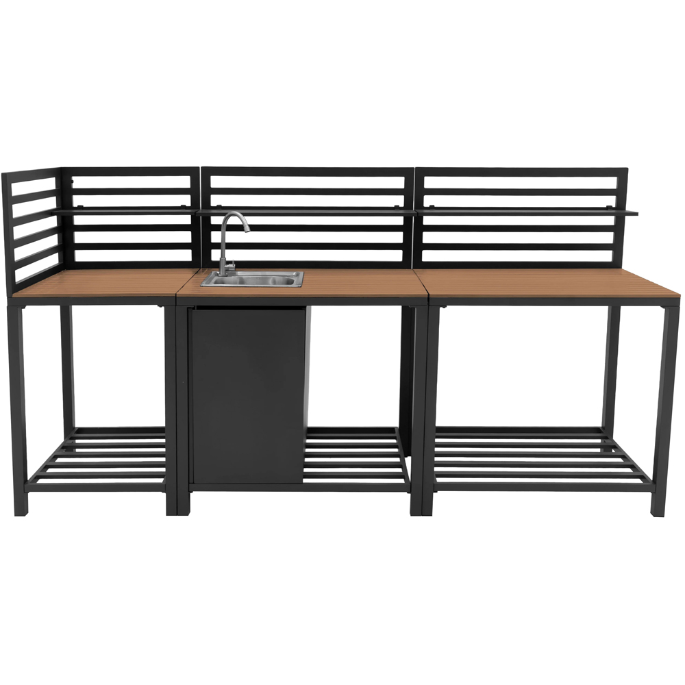 MonsterShop Aluminium and Wood 3 Piece Outdoor Modular Kitchen Set Image 2