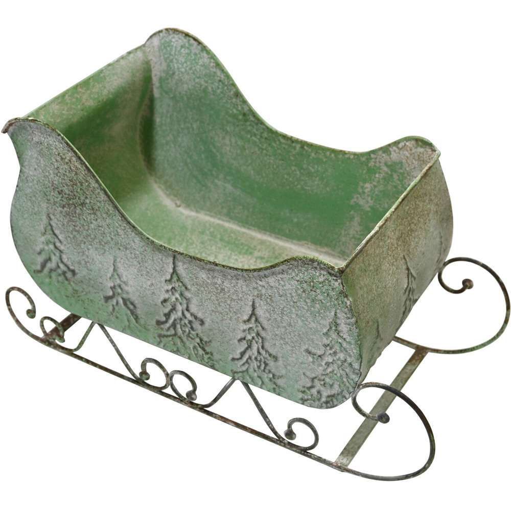 Rustic Metal Sleigh Green Image 6