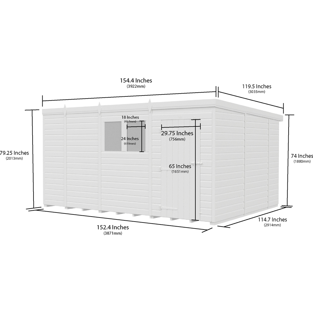 DIY Sheds Pent Garden Shed 13 x 10ft Image 4