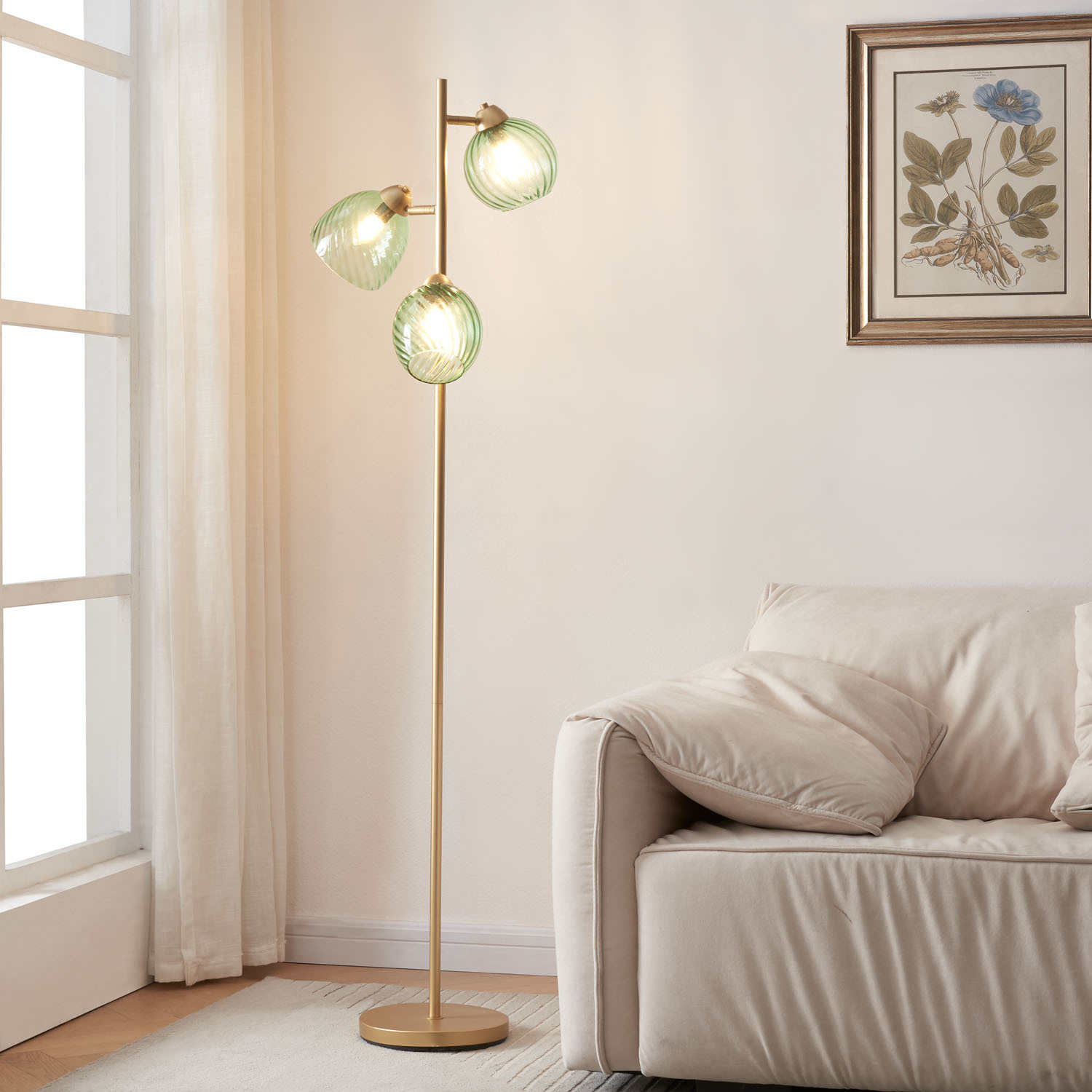 Pippa Gold 3 Light Floor Lamp Image 2