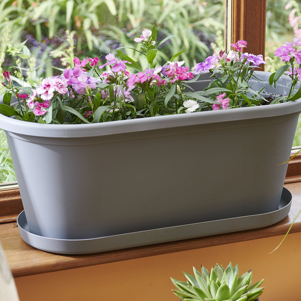 Clever Pots Grey Plastic Long Trough Pot 15L 60cm Image 8