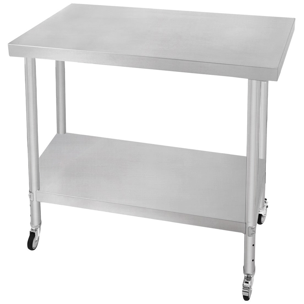 MonsterShop KuKoo 2-Tier Silver Work Table 90 x 60 x 86cm Image 2