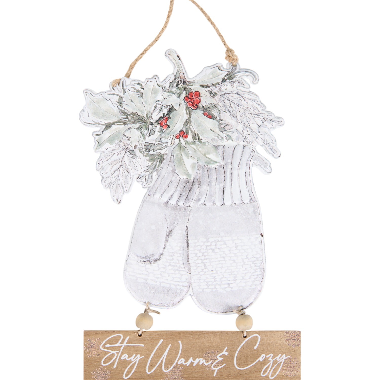 Rustic Mitten Hanging DecorationSilver or White Image 5