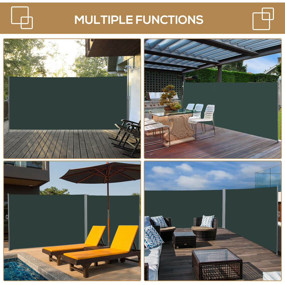 Outsunny 3x2M Retractable Side Awning Screen Fence Patio Privacy Divider Grey Image 6