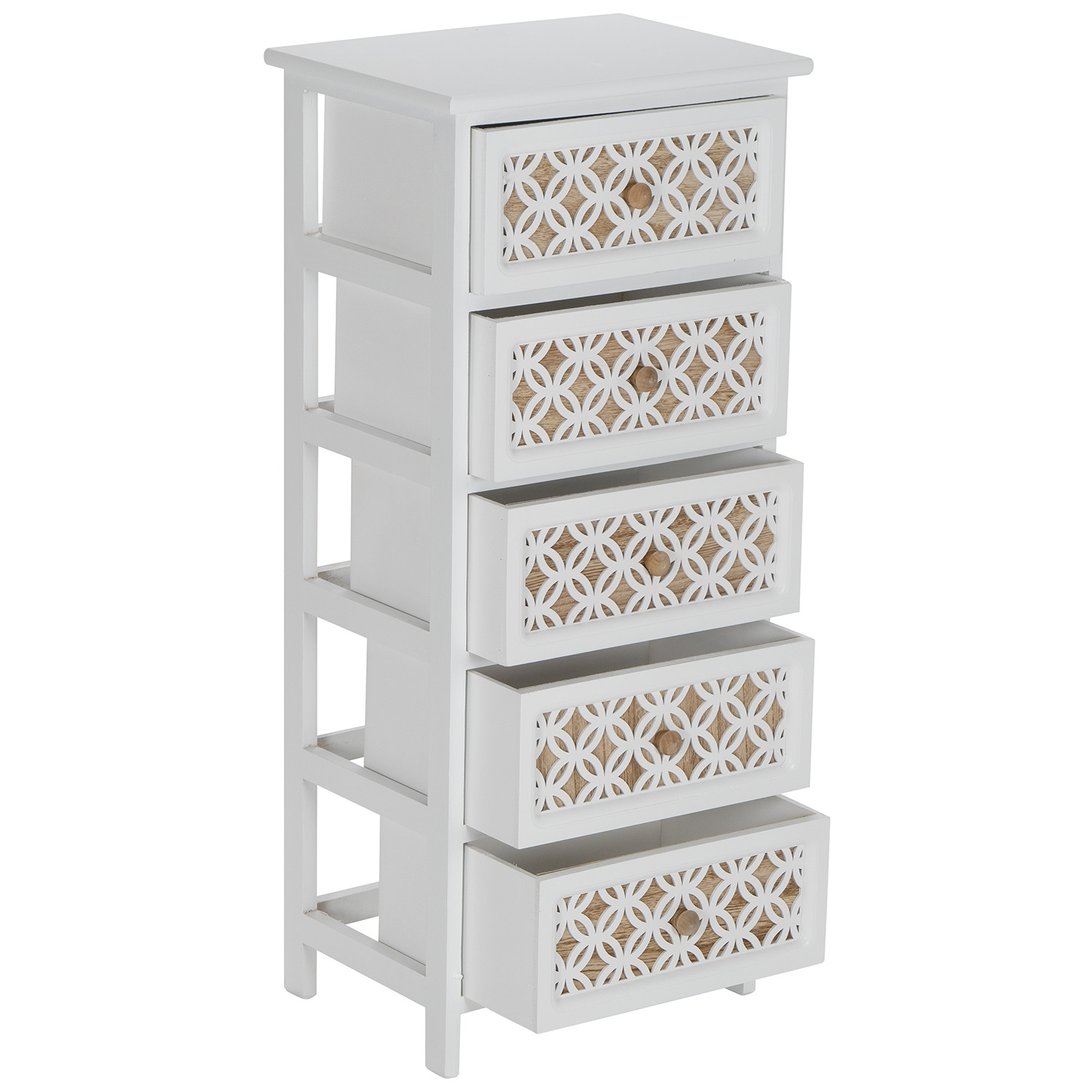 Nasara 5 Drawer White Storage Tower Image 3