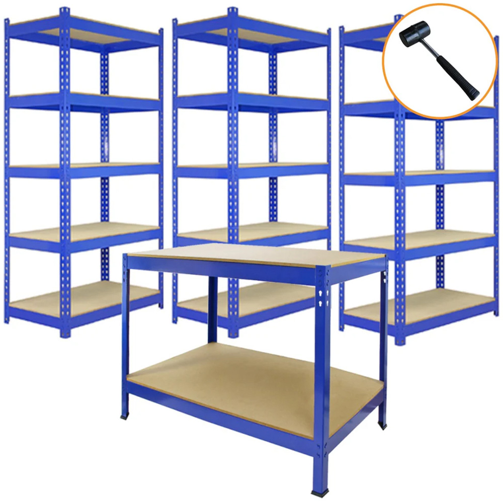 MonsterShop Q-Rax Blue Metal Racking Unit 182.5 x 90 x 50cm 3 Pack Image 5