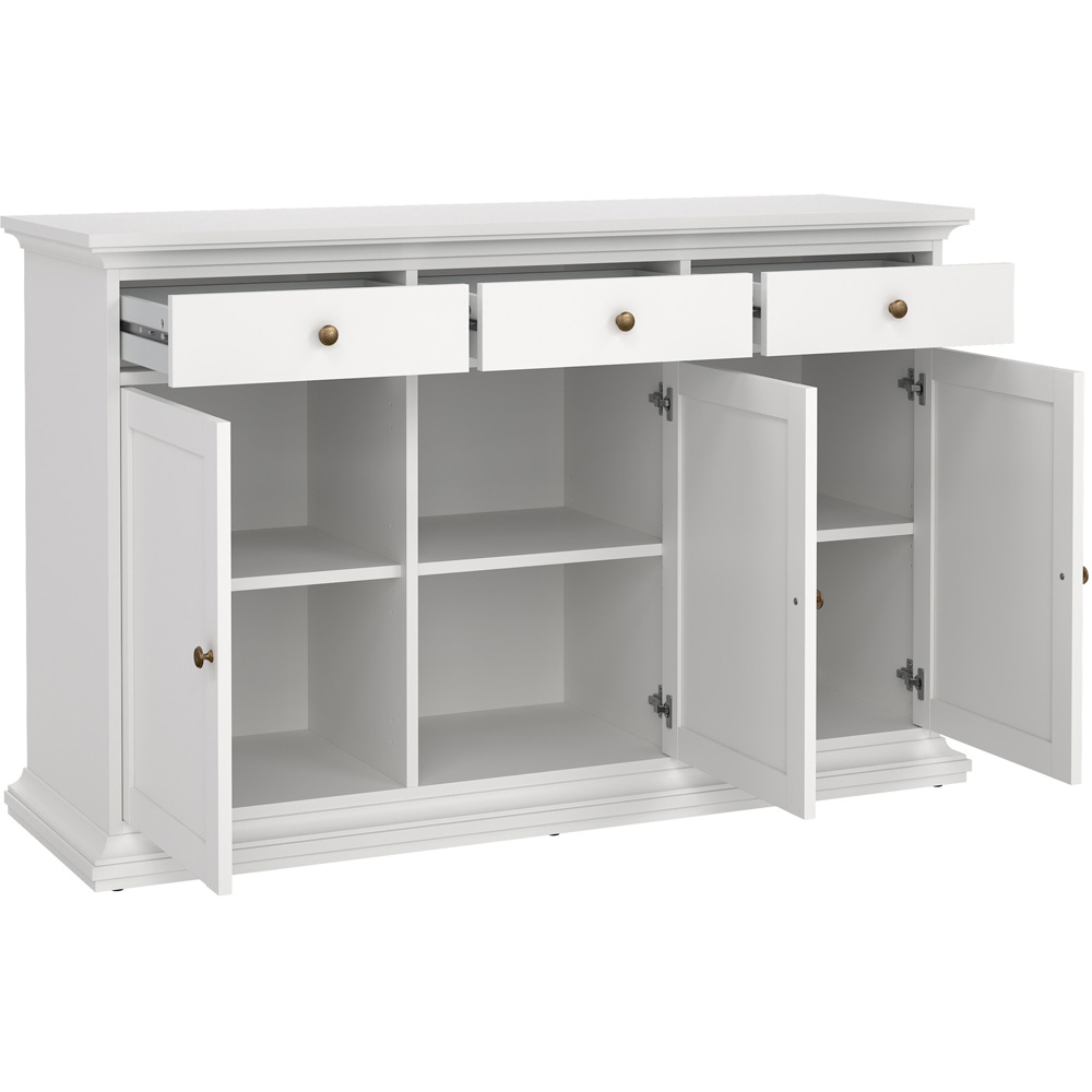 Furniture To Go Paris White 3 Door 3 Drawer Sideboard Image 4