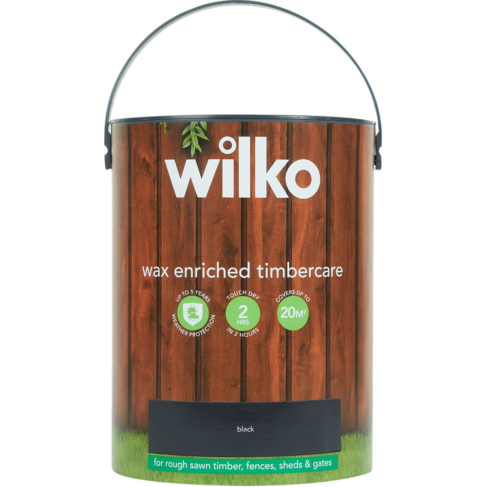 Wilko Wax Enriched Timbercare Black Wood Paint 5L Image 2