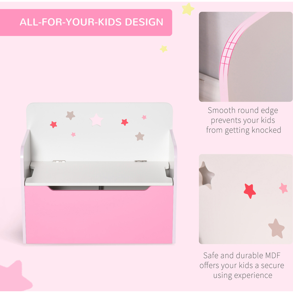 Playful Haven Pink Kids Storage Chest Bench Image 4