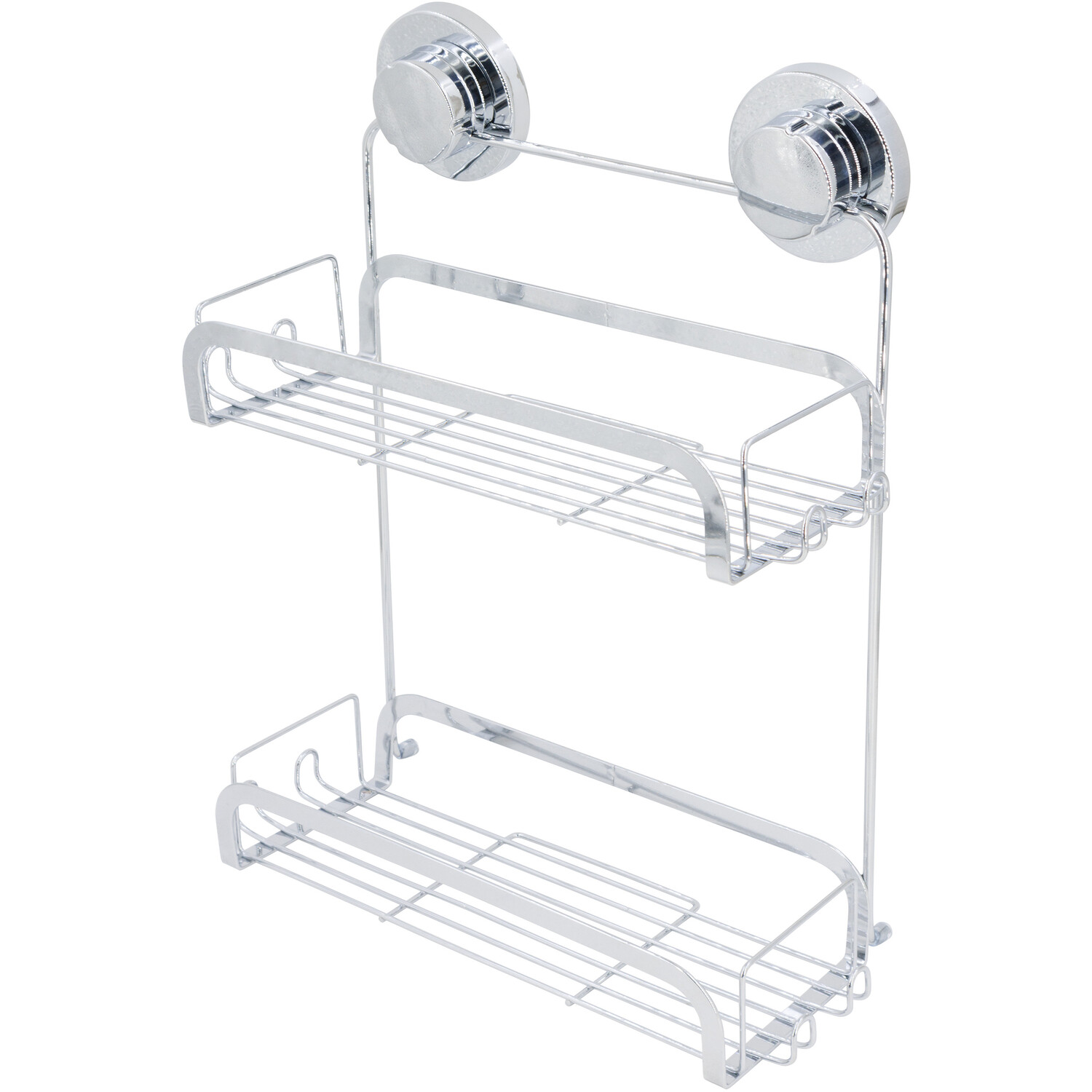 Harrow Bathroom 2 Tier Chrome Rectangular Basket Image 2