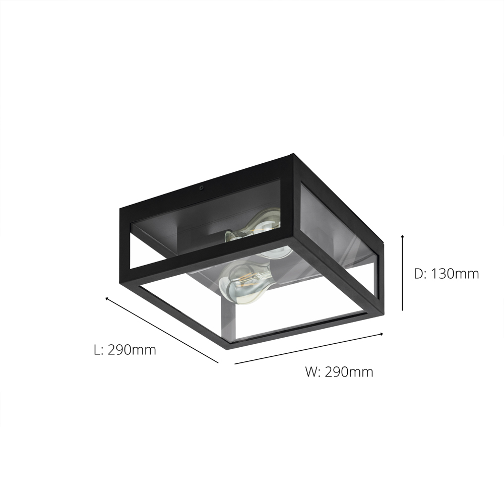 EGLO Amezola 2 Light Black Caged Ceiling Light Image 4