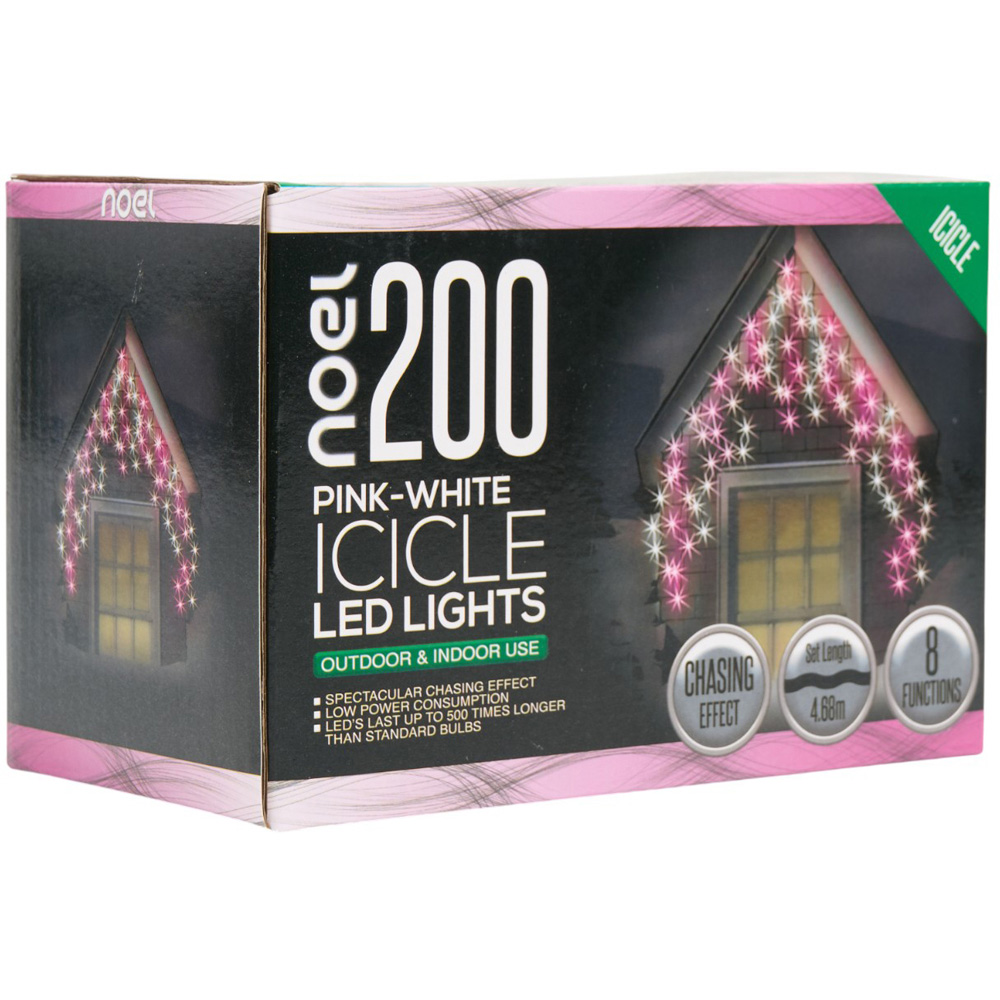 noel 200 Pink LED Icicle Lights Image 3