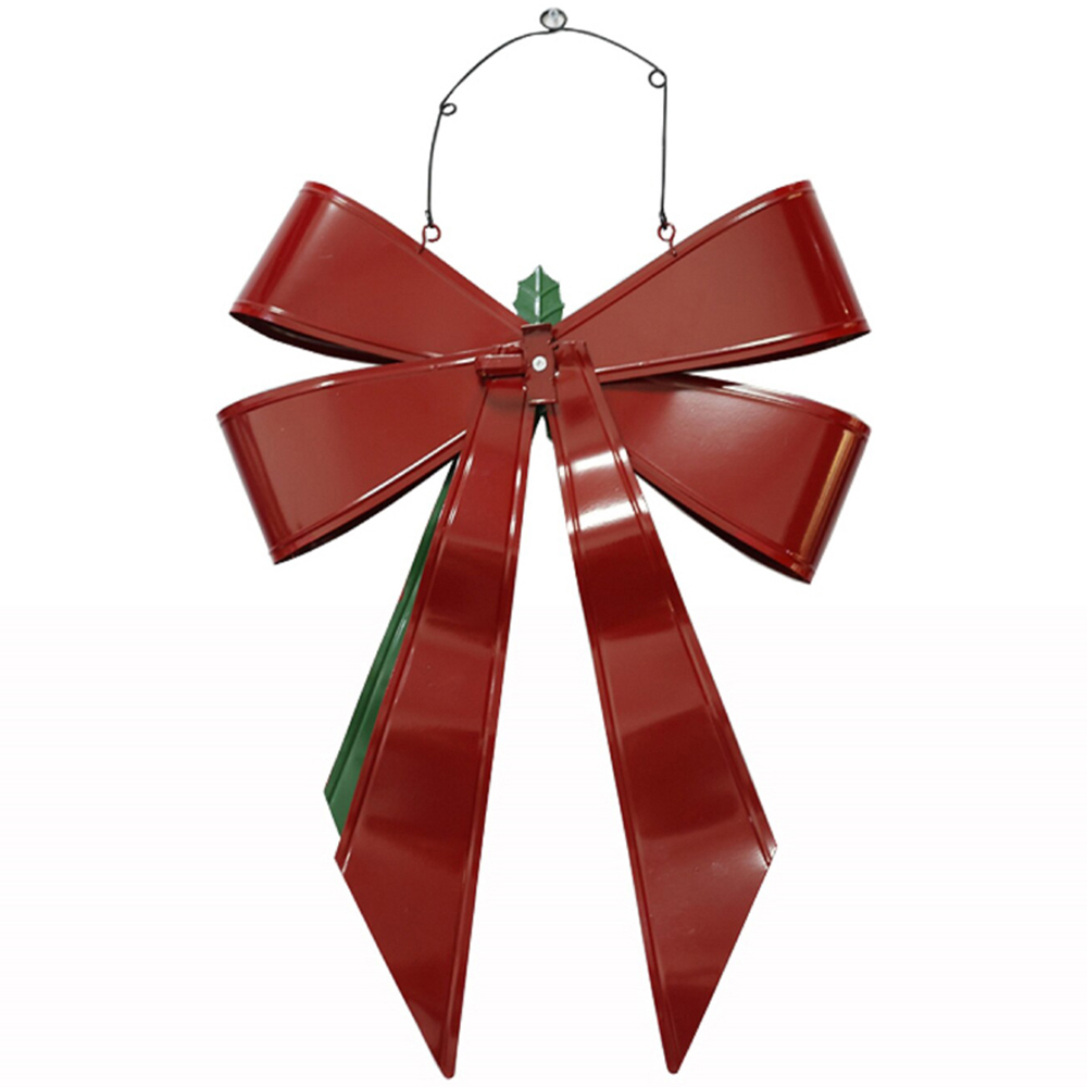 Metal Bow Hanging Wall Decoration - Red and Green Image 2