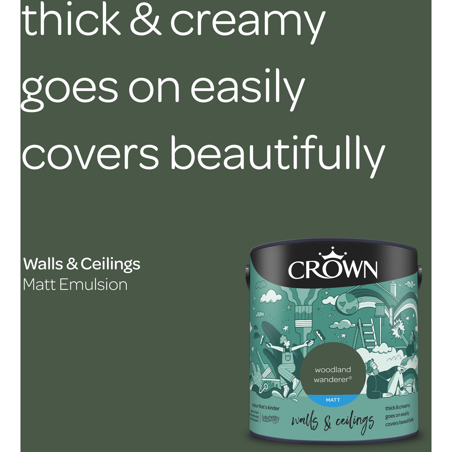 Crown Walls and Ceilings Woodland Wanderer Matt Emulsion Paint 2.5L Image 4
