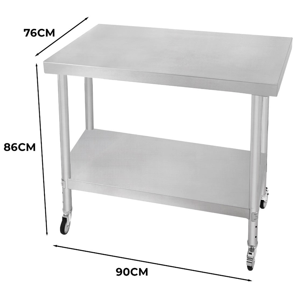 MonsterShop KuKoo 2-Tier Silver Work Table 90 x 76 x 86cm Image 5