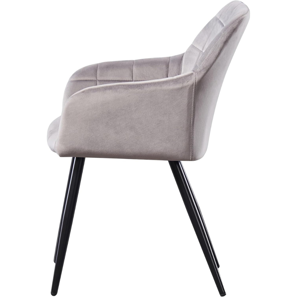 Life Interiors Camden Light Grey Velvet Upholstered Dining Chair Image 3