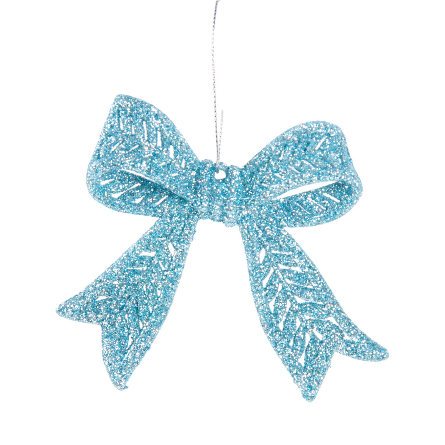 Set of 2 Glitter Bow Hanging DecorationsBlue Image 2