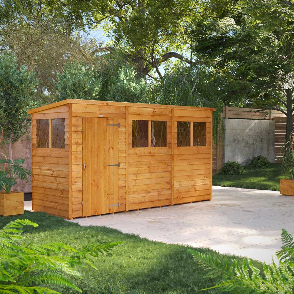 Power 12 x 4ft Overlap Pent Garden Shed Image 2