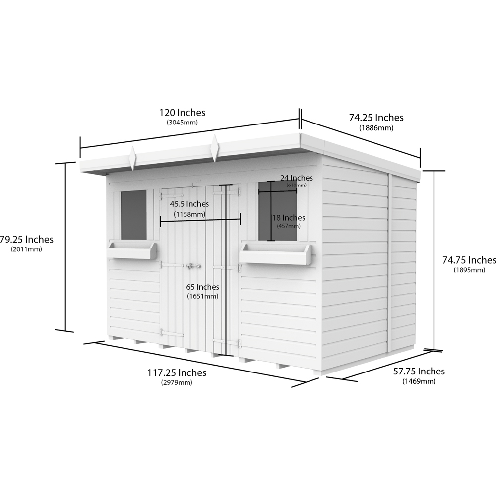 DIY Sheds 10 x 5ft Tongue and Groove Timber Pent Summer Garden Shed Image 8