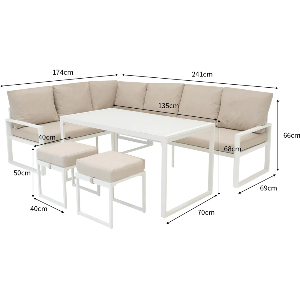 Jardi White 8 Seater Garden Corner Sofa Set with Rain Cover and 582L Storage Box Image 5