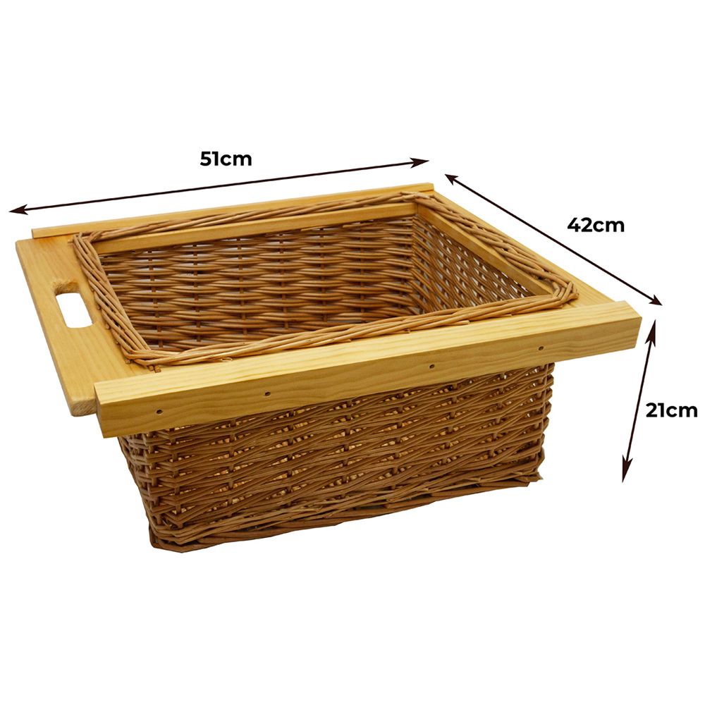 Kukoo Brown Beech and Rattan Wicker Kitchen Basket 3 Pack Image 5