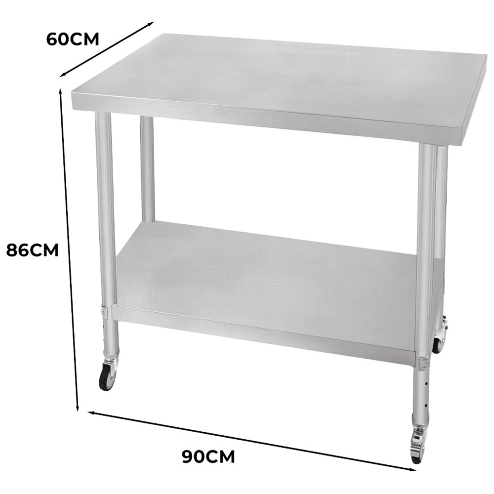 MonsterShop KuKoo 2-Tier Silver Work Table 90 x 60 x 86cm Image 5