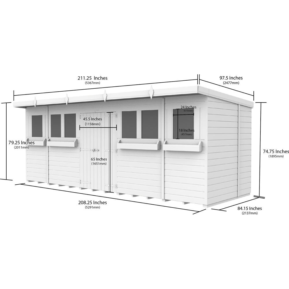 DIY Sheds 18 x 7ft Tongue and Groove Timber Pent Summer Garden Shed Image 8