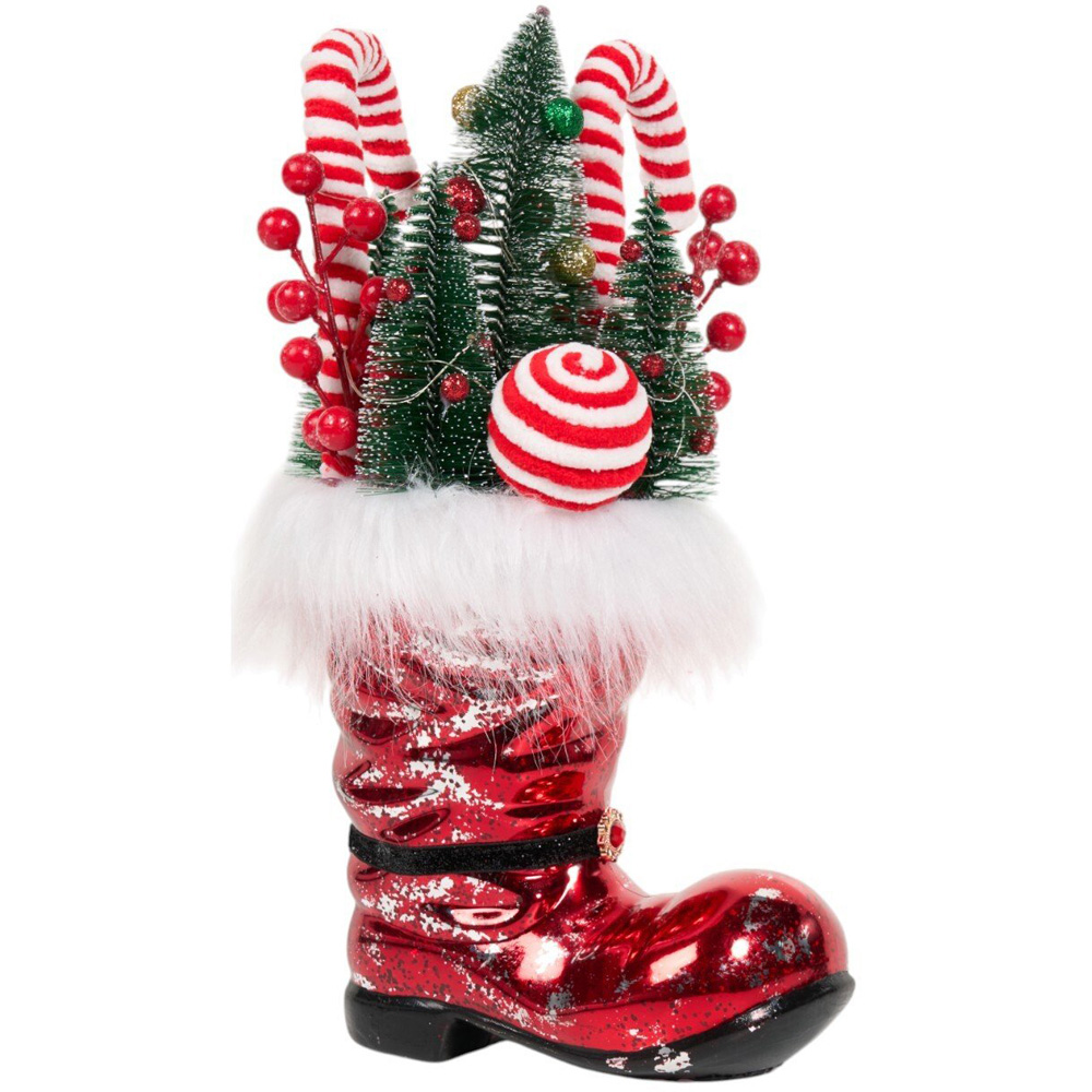 Candy Cane LED Boot Ornament Red Image 1