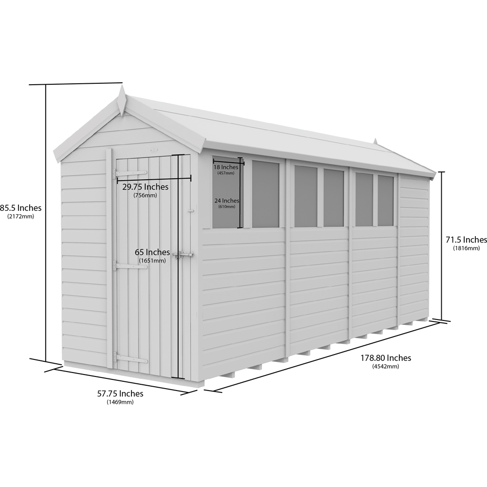 DIY Sheds 5 x 15ft Tongue and Groove Timber Apex Security Garden Shed Image 9