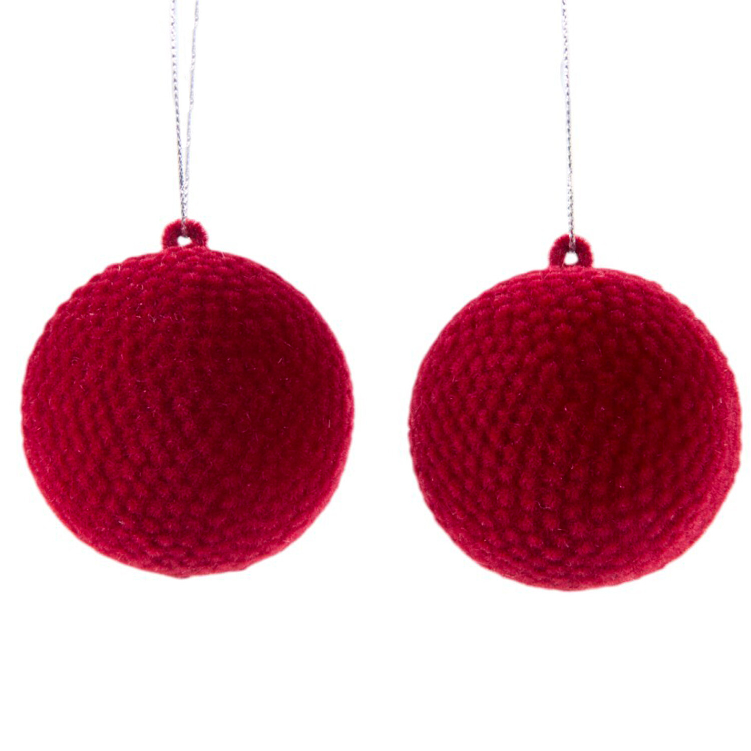 Set of 2 Flocked BaublesBurgundy Image 4