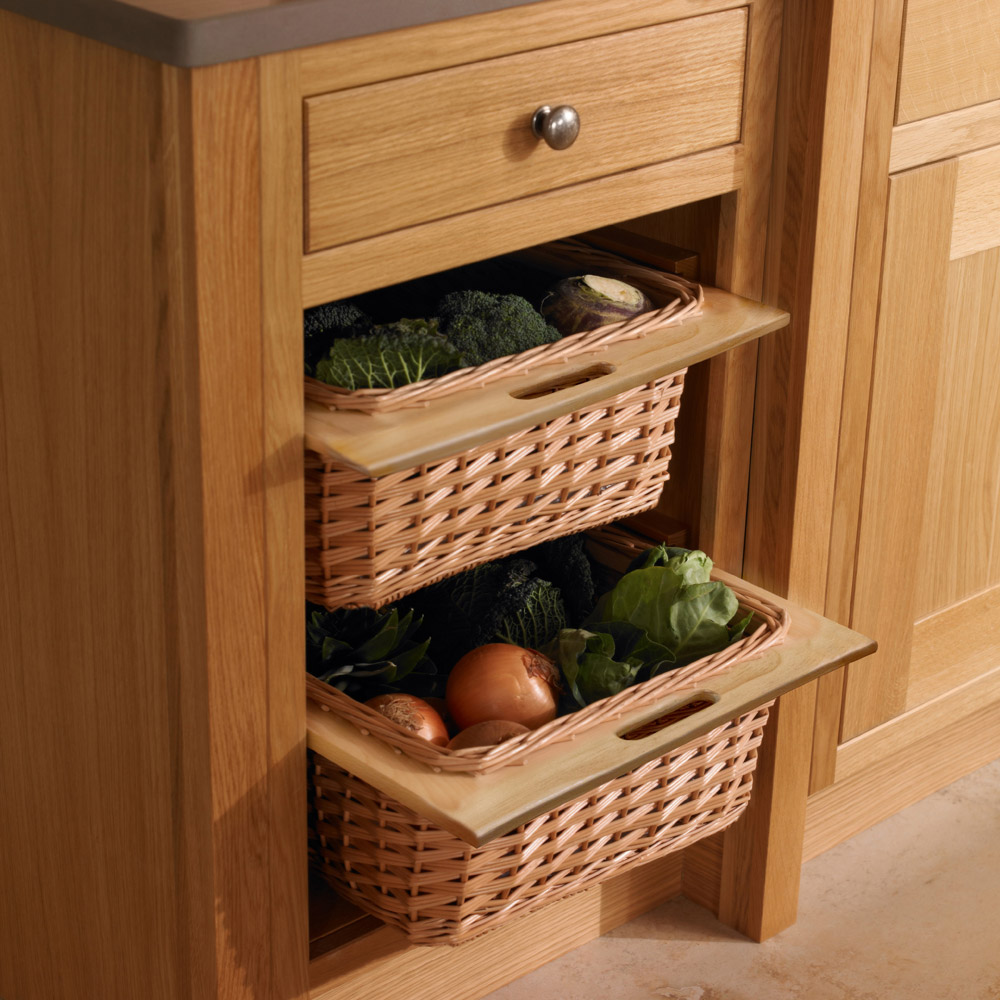 Kukoo Brown Beech and Rattan Wicker Kitchen Basket 2 Pack Image 2