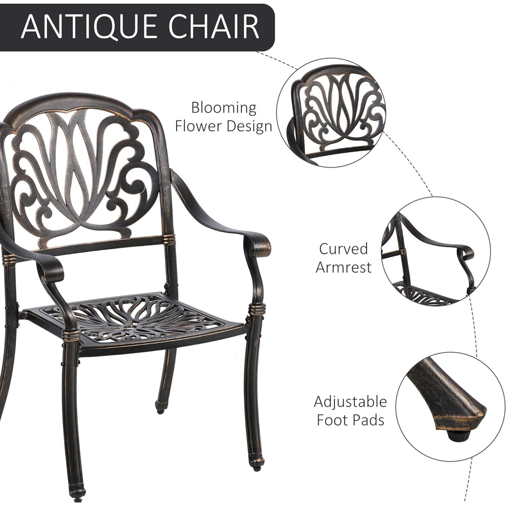 Outsunny 4 Seater Cast Aluminium Outdoor Dining Set Image 6