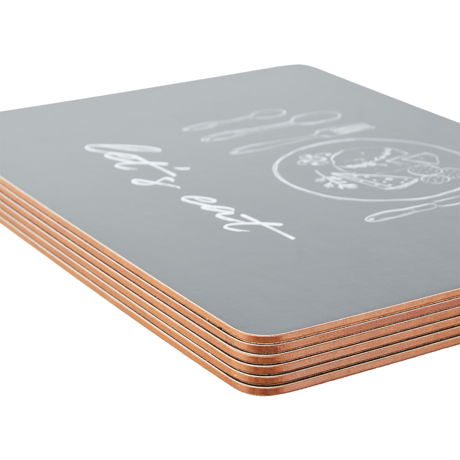 Pack of 6 Let's Eat Placemats - Black Image 2