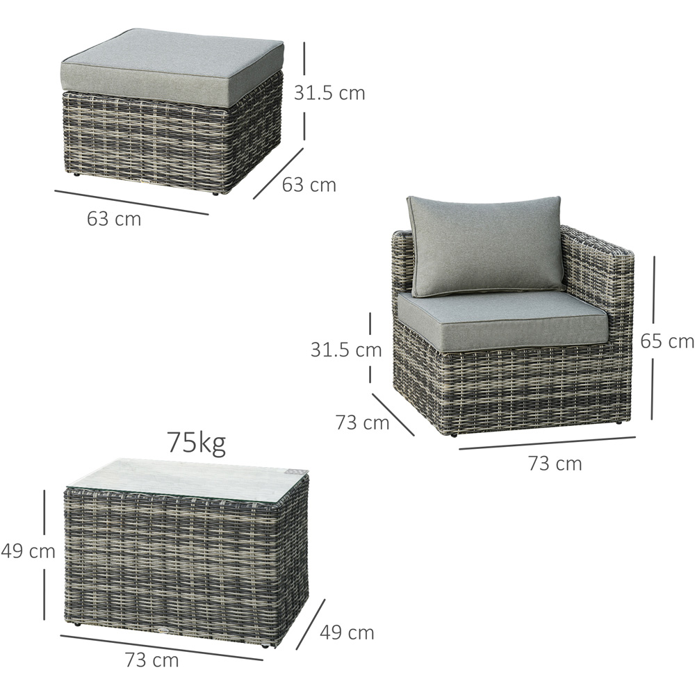 Outsunny 2 Seater Mixed Grey PE Rattan Sun Lounger Set Image 7