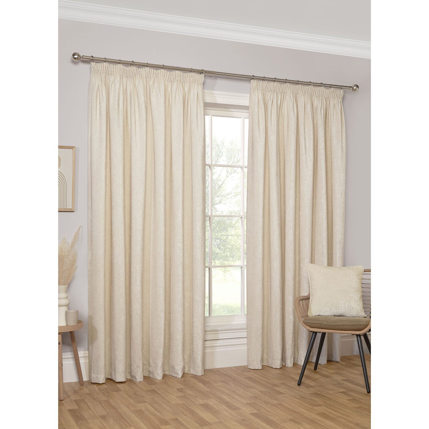 Chenille Taped Curtains - Natural / 168cm / 229cm Image 2