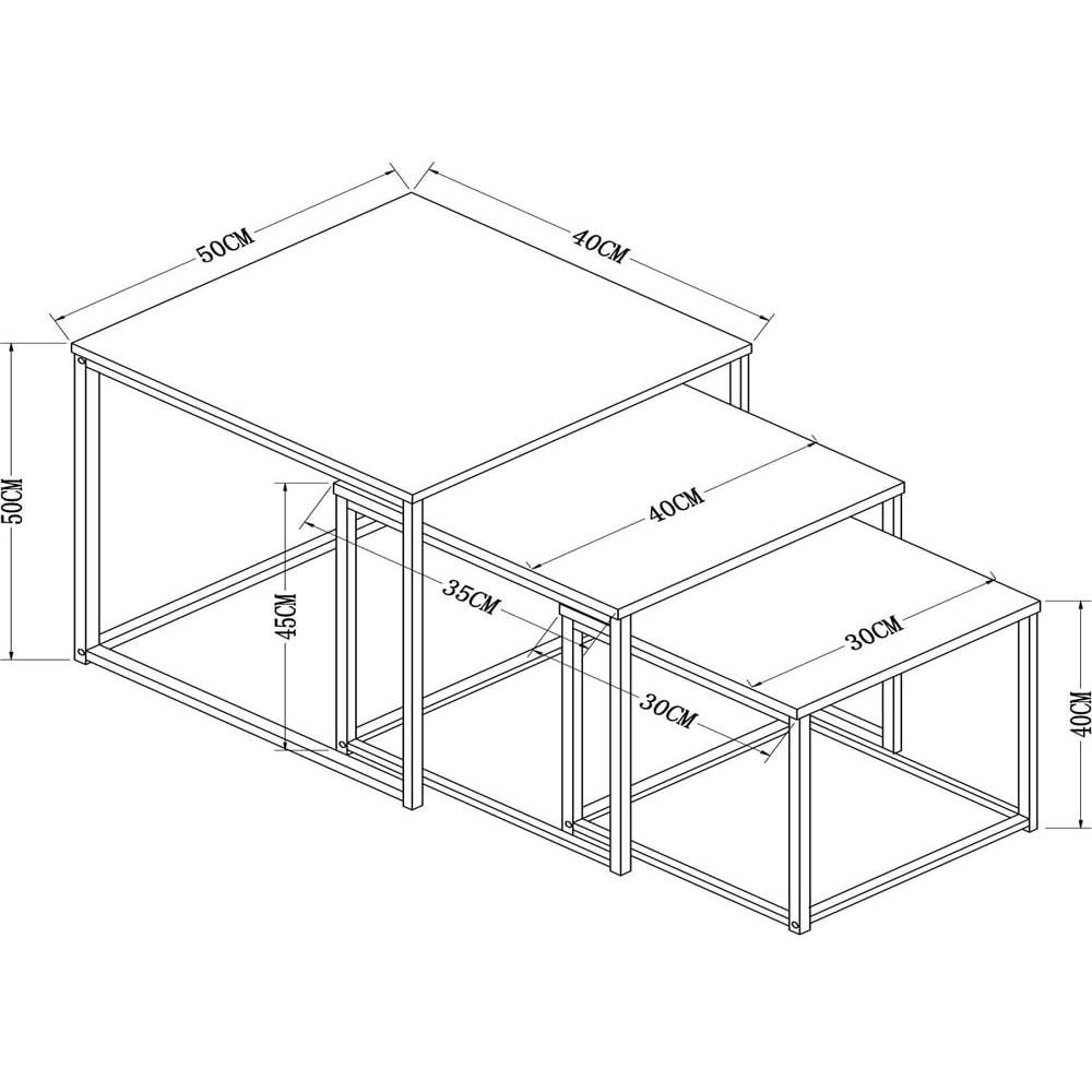 Black Nest of Tables Set of 3 Image 4