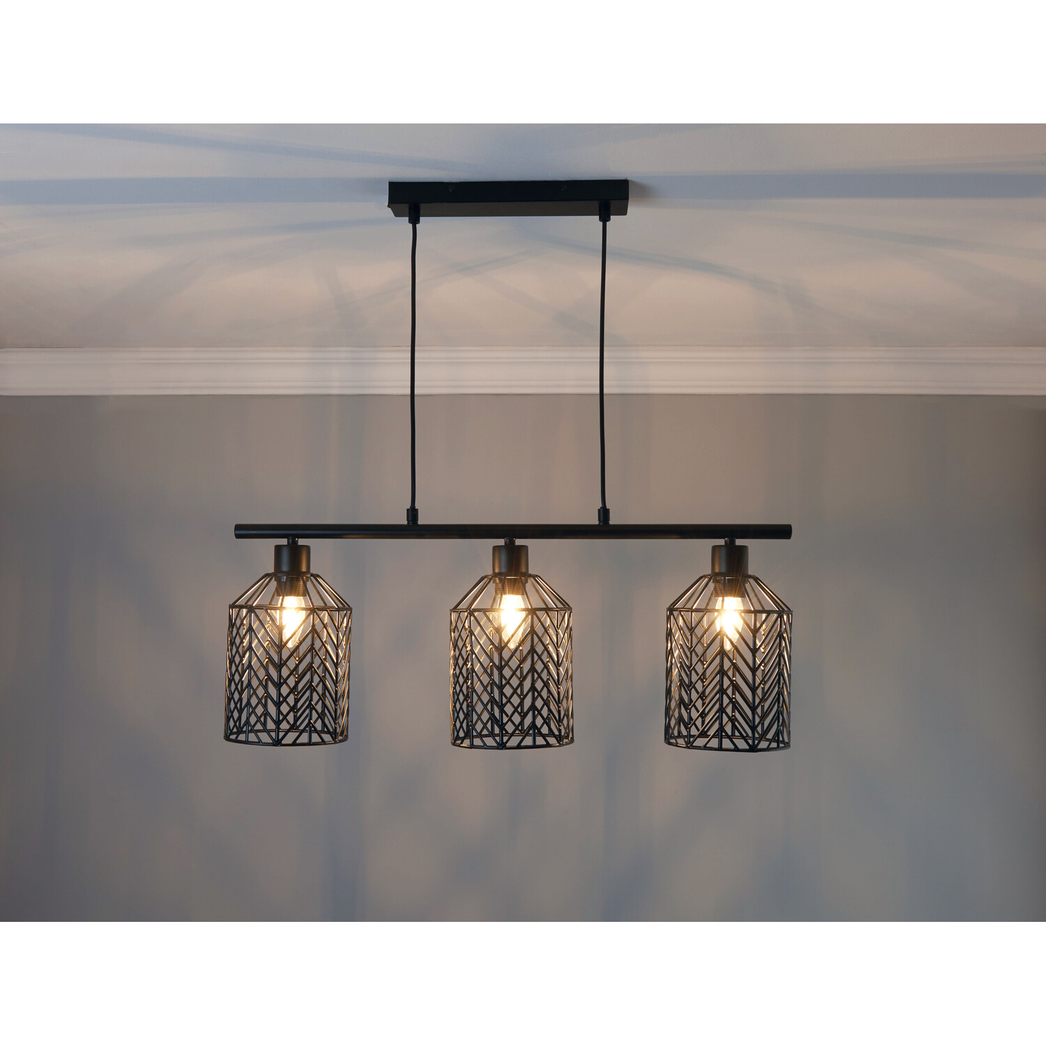 Industrial 3 Light Weaved Fitting Metal Ceiling Light Image 3