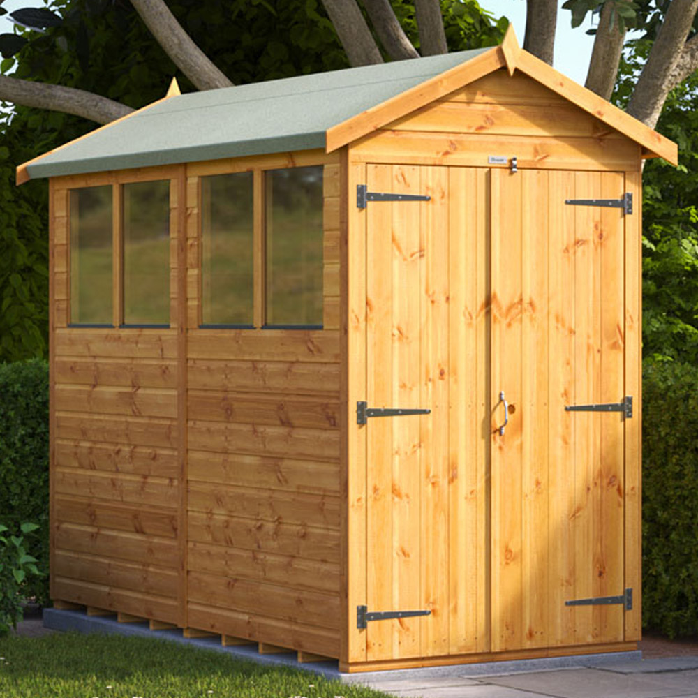 Power Sheds 8 x 4ft Double Door Apex Wooden Shed with Window Image 2
