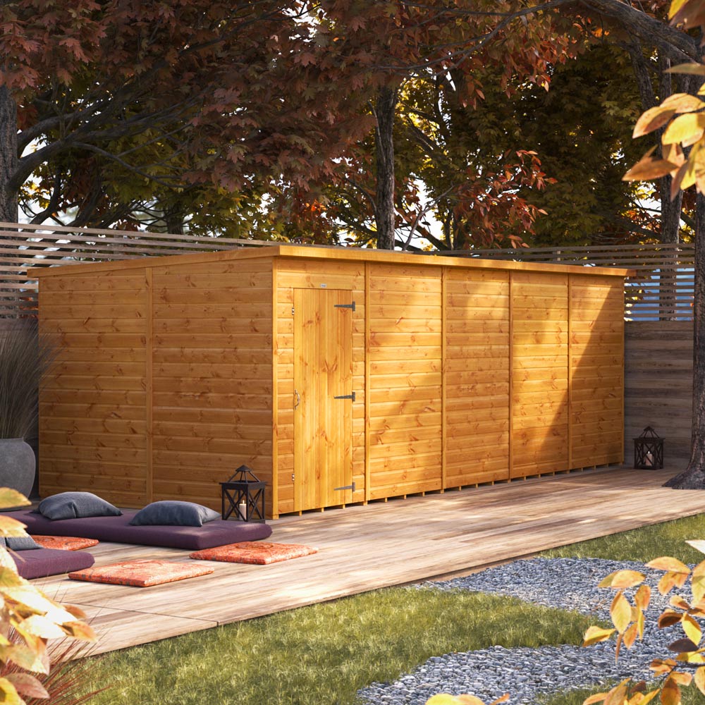 Power Sheds 20 x 8ft Pent Wooden Shed Image 2