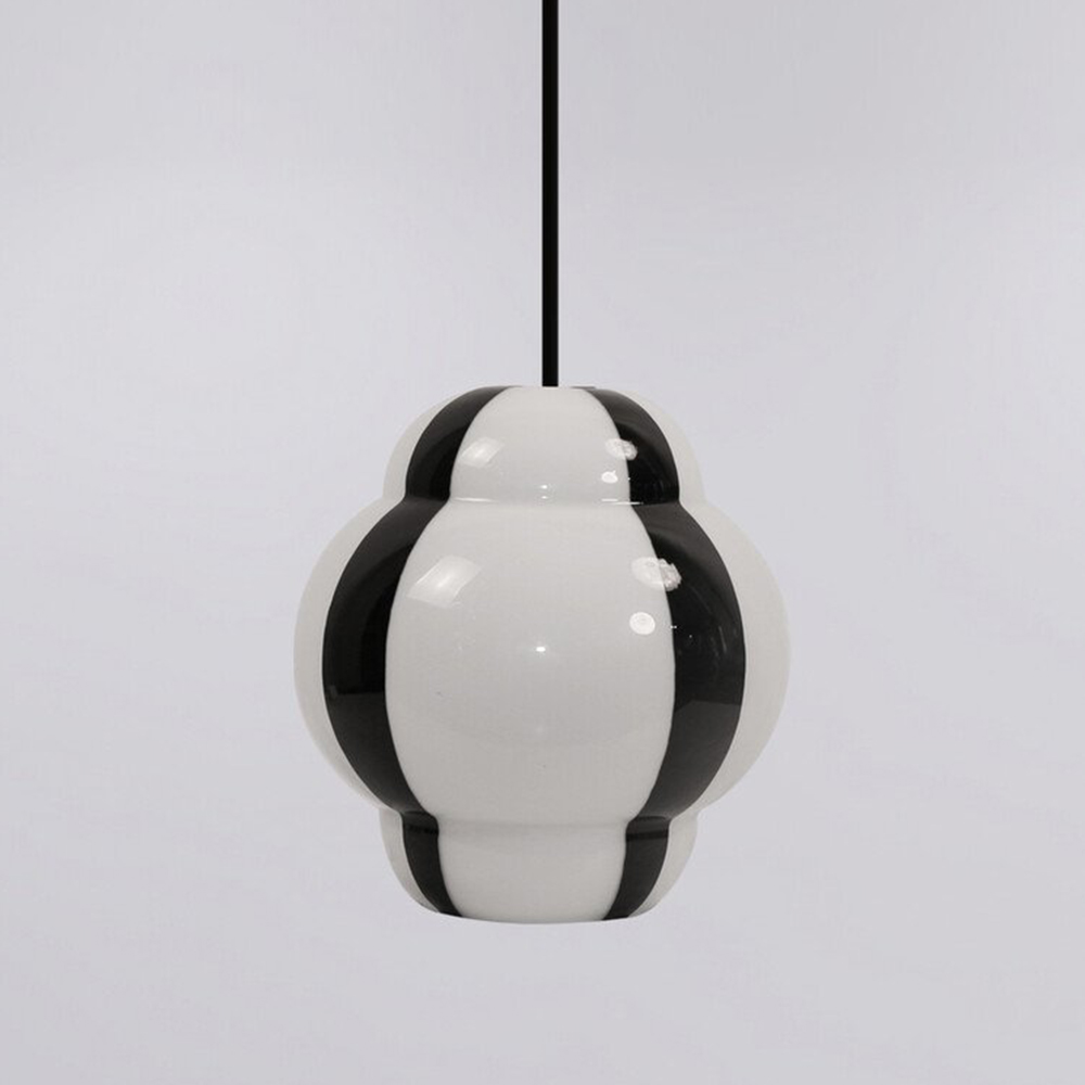 Jett Stripe Glass Pendant - White and Black Image 5