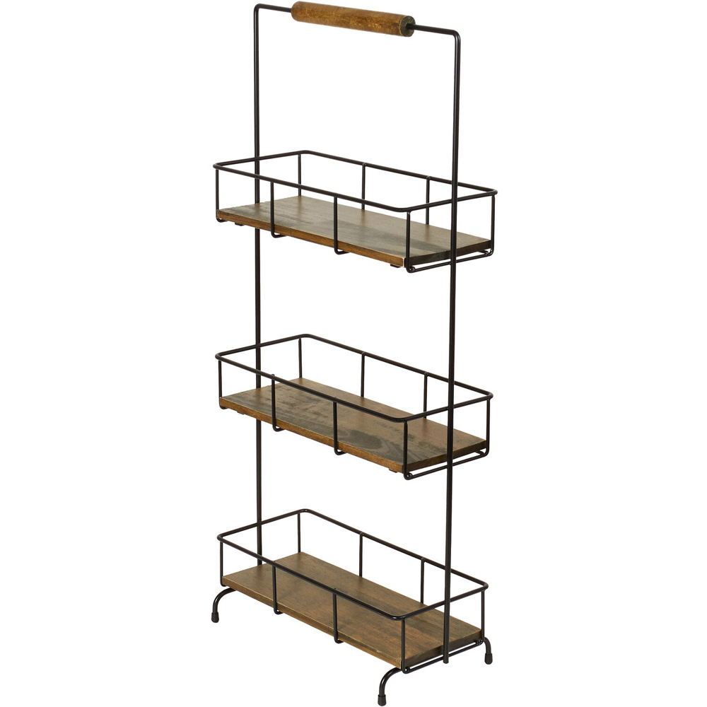 Malmo 3-Tier Shelving Stand with Handle - Black Image 2